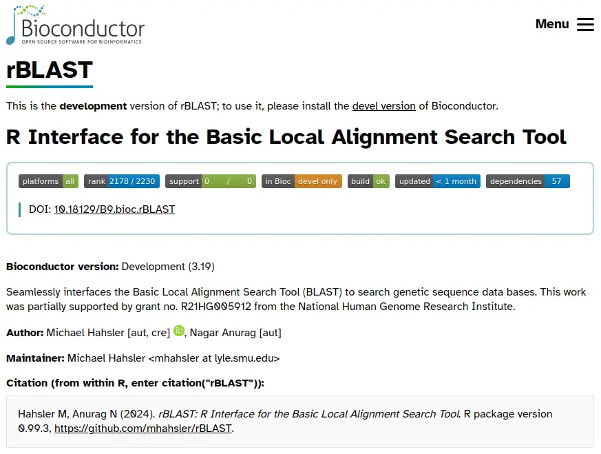 Bioc rBlast landing page